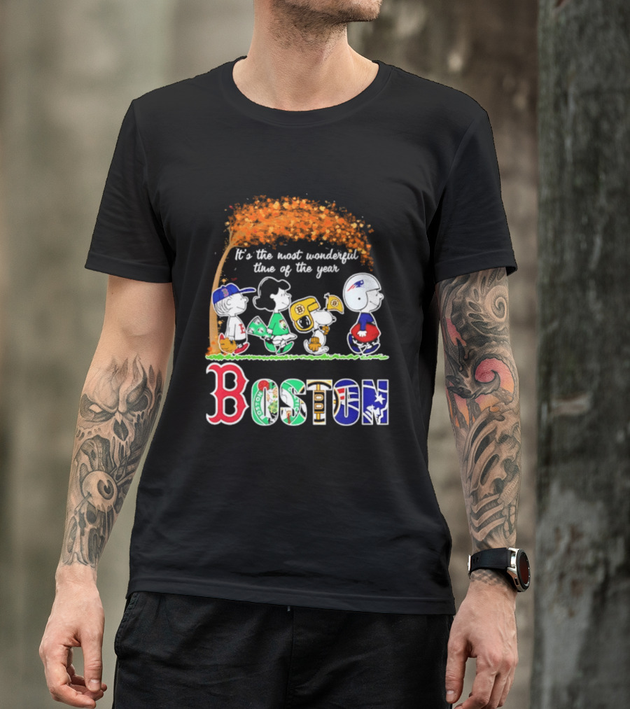 Boston Sports Team X Peanuts It's The Most Wonderful Time Of The Year Halloween 2026 Fall Autumn T-Shirt