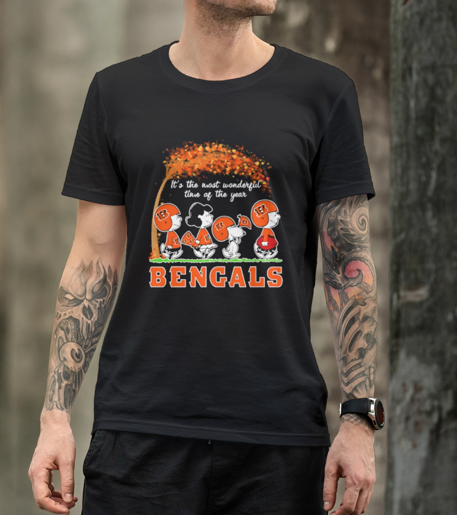 Cincinnati Bengals Peanuts It's The Most Wonderful Time Of The Year Halloween 2026 T-Shirt