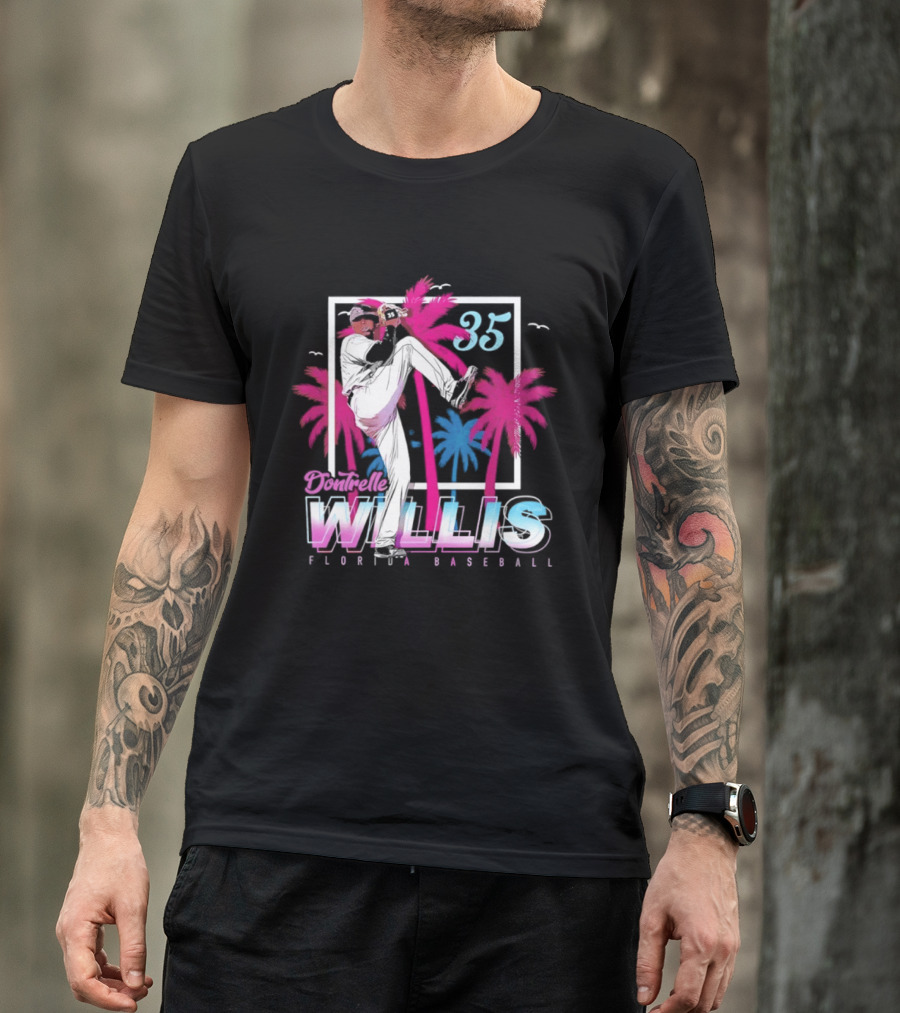 Dontrelle Willis 35 Florida Baseball Palm Trees T-Shirt