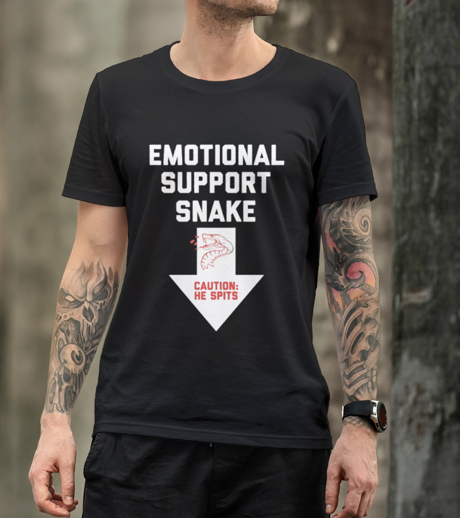 Emotional Support Snake Caution He Spits Warning Arrow T-Shirt