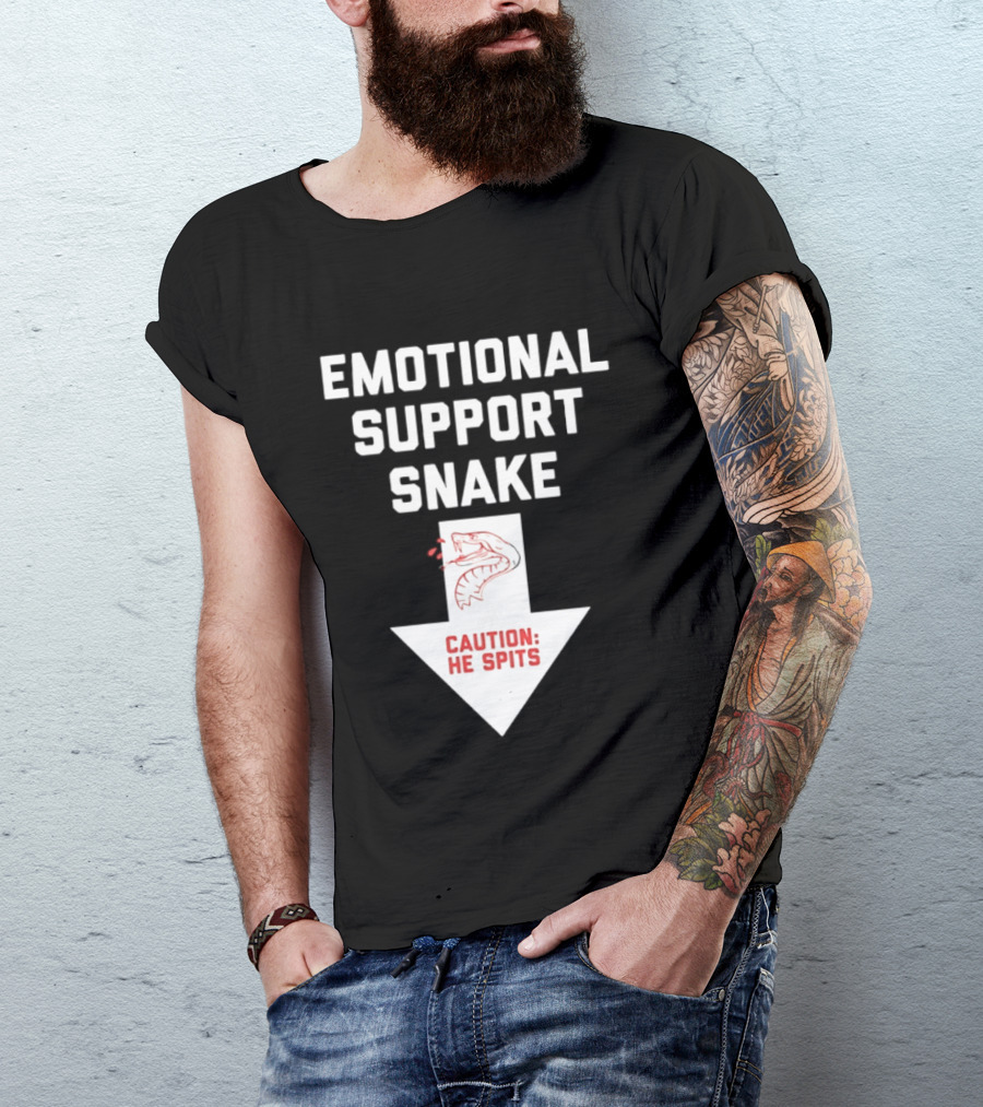Emotional Support Snake Caution He Spits Warning Arrow T-Shirt
