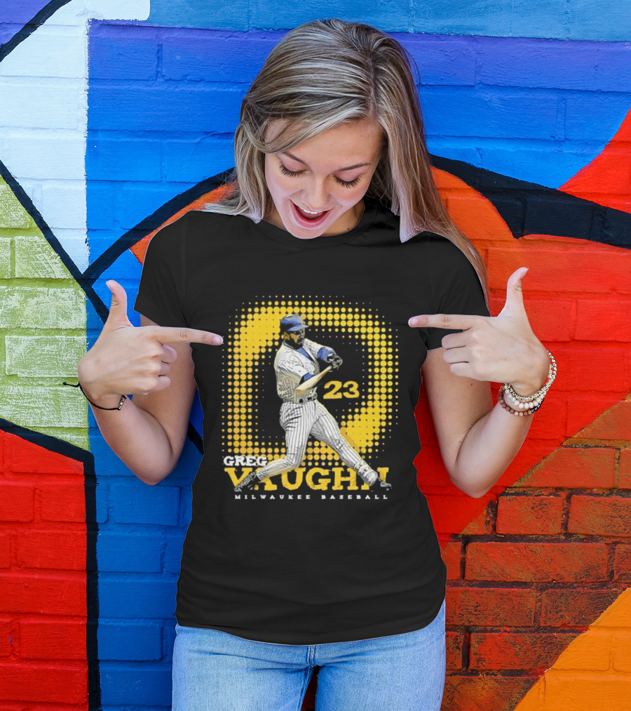 Greg Vaughn 23 Milwaukee Brewers Baseball Dots Player T-Shirt
