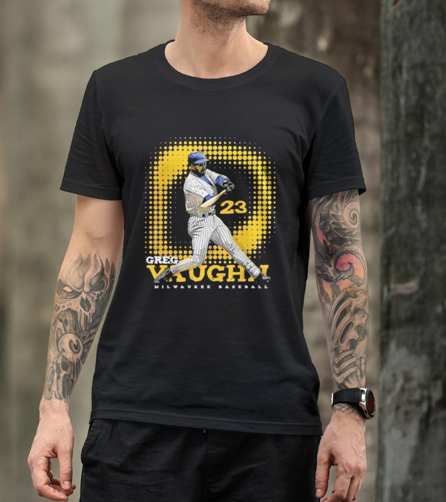 Greg Vaughn 23 Milwaukee Brewers Baseball Dots Player T-Shirt