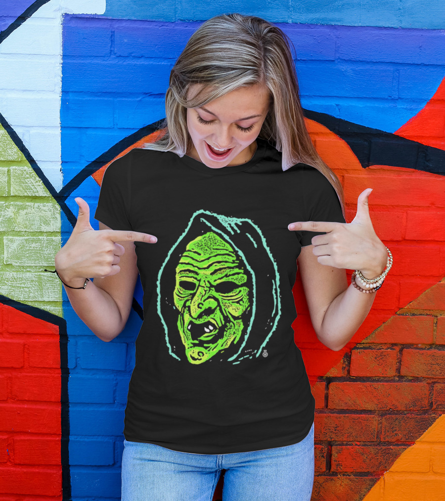 Halloween Witch Green Face Spooky Horror Costume T-Shirt