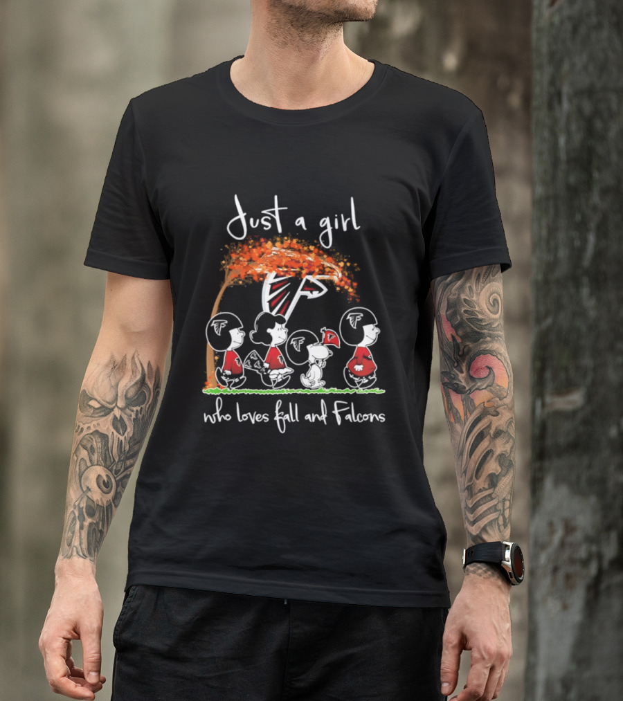 Just A Girl Who Loves Fall And Falcons Football Halloween 2026 T-Shirt