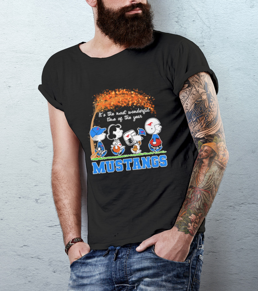 SMU Mustangs Peanuts Most Wonderful Time Of The Year Fall Halloween 2026 T-Shirt