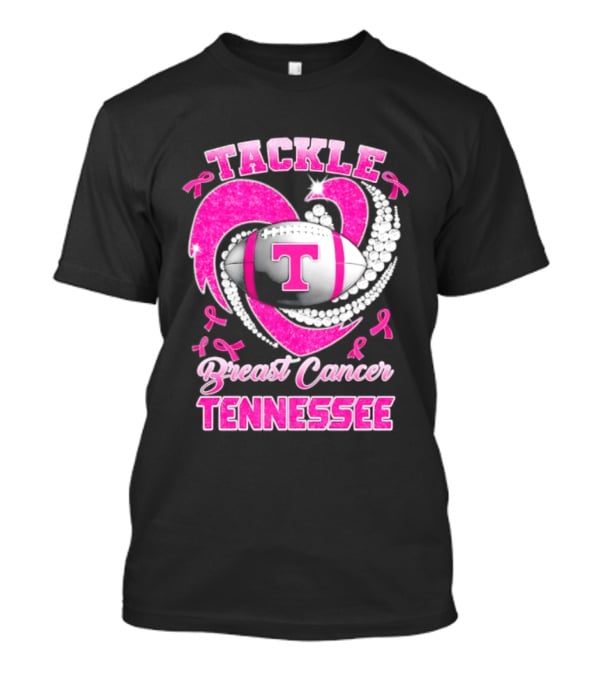 Tackle Breast Cancer Tennessee Volunteers Pink Ribbon Football Awareness T-Shirt