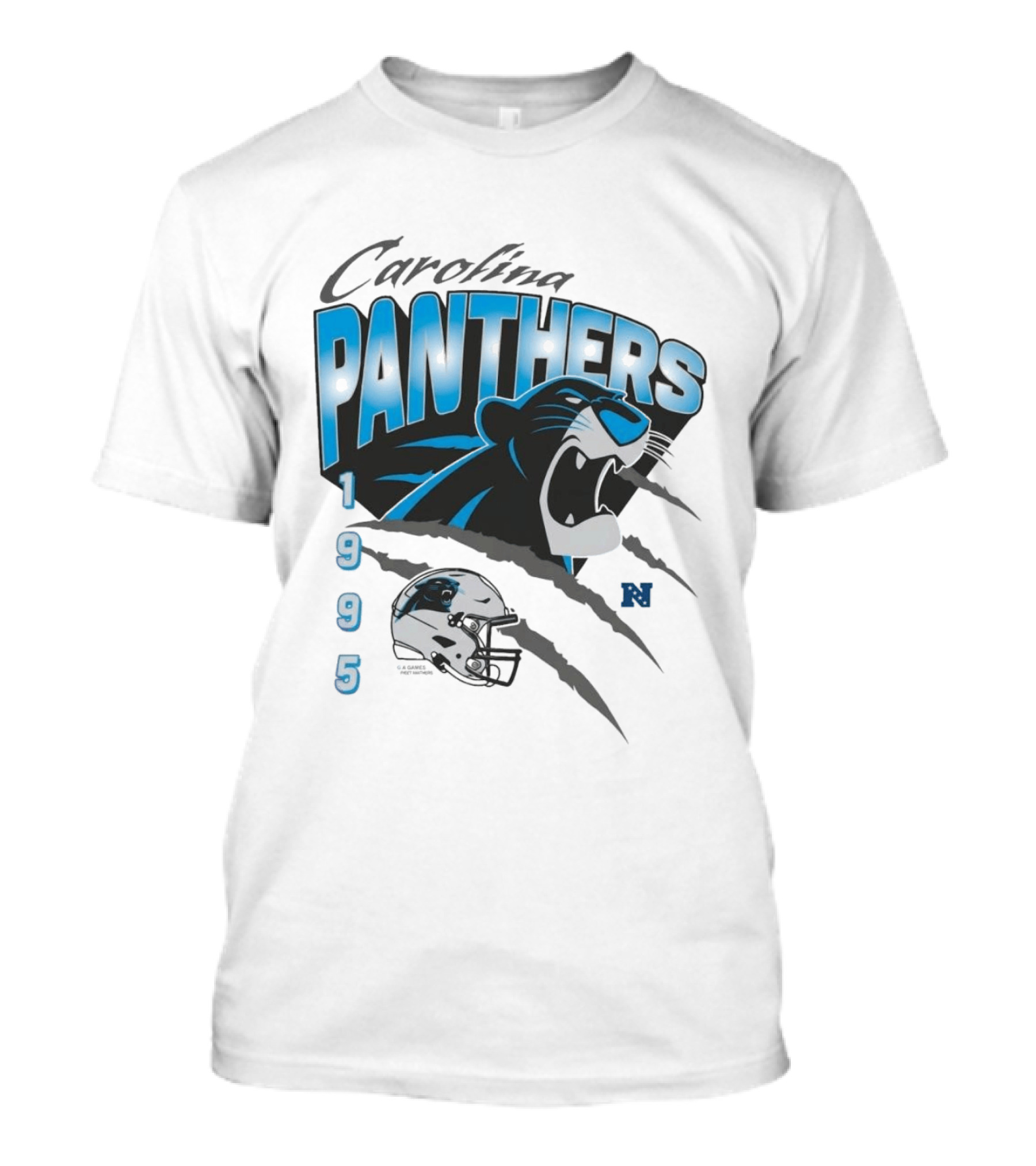 Carolina Panthers 1995 Bagheera Helmet NFL Inaugural Season T-Shirt