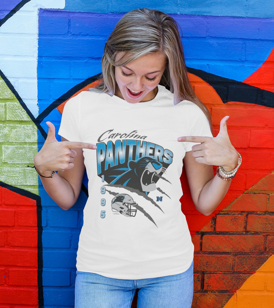Carolina Panthers 1995 Bagheera Helmet NFL Inaugural Season T-Shirt