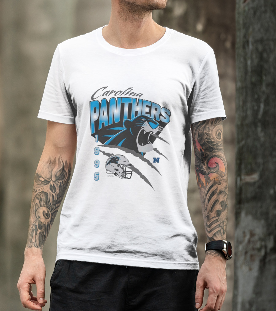 Carolina Panthers 1995 Bagheera Helmet NFL Inaugural Season T-Shirt