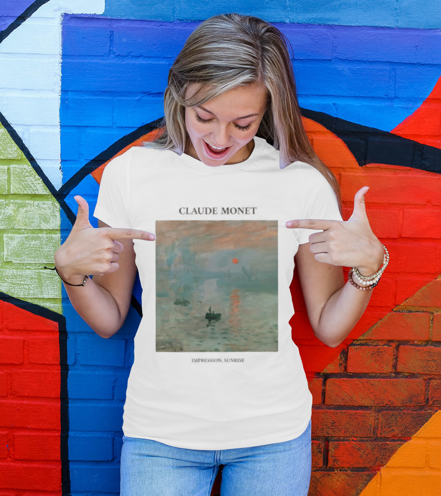 Claude Monet Impression Sunrise Oil Painting T-Shirt