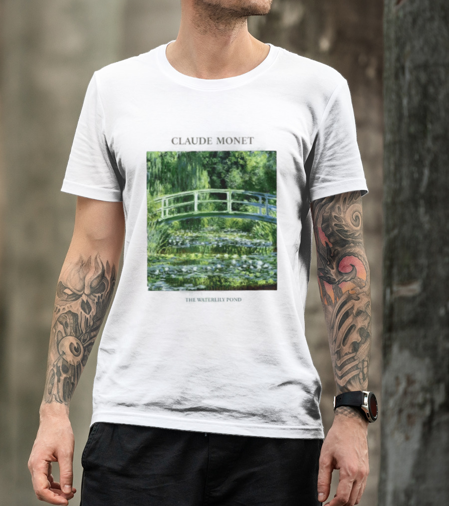 Claude Monet The Waterlily Pond Painting Scenic Landscape T-Shirt