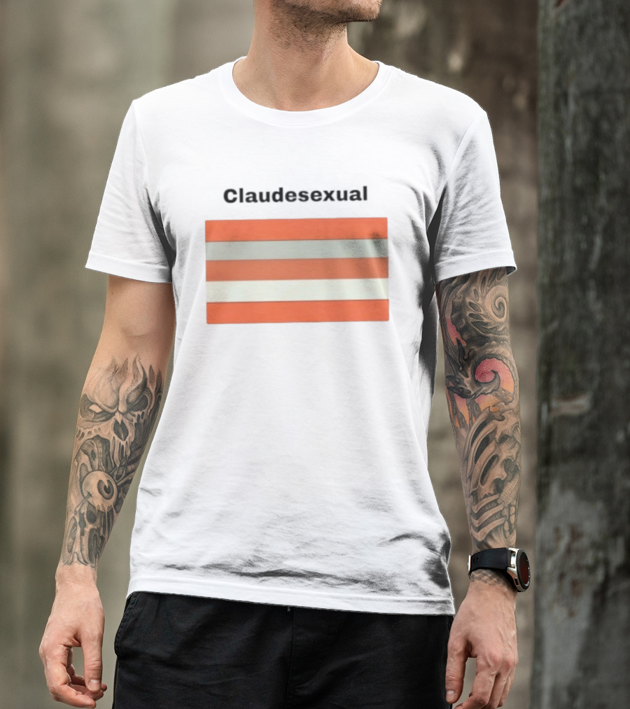 Claudesexual Pride Flag LGBTQ Identity Orange And Gray Stripes T-Shirt