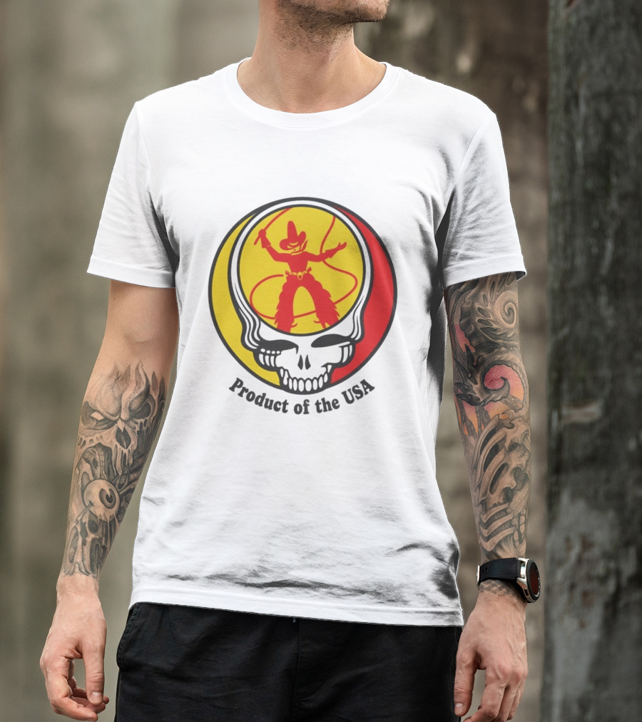 Dead Set Texas Pete Hot Sauce Cowboy Roper Skull USA T-Shirt