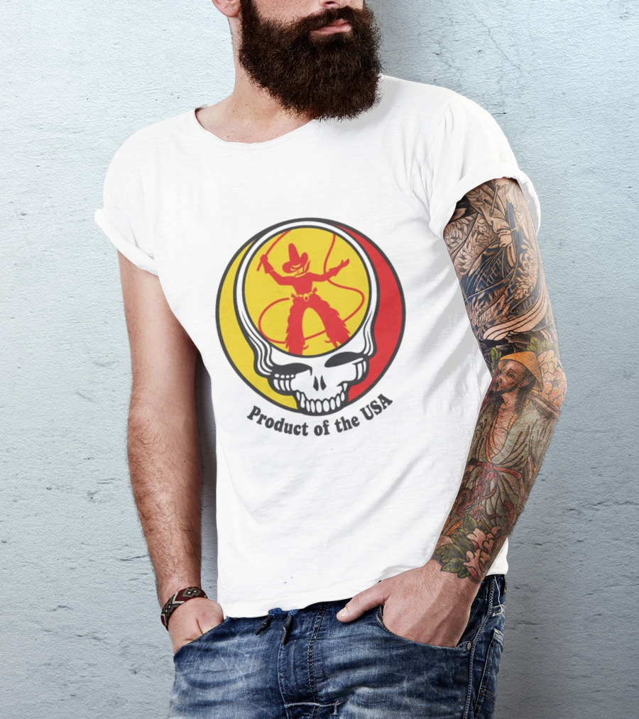 Dead Set Texas Pete Hot Sauce Cowboy Roper Skull USA T-Shirt
