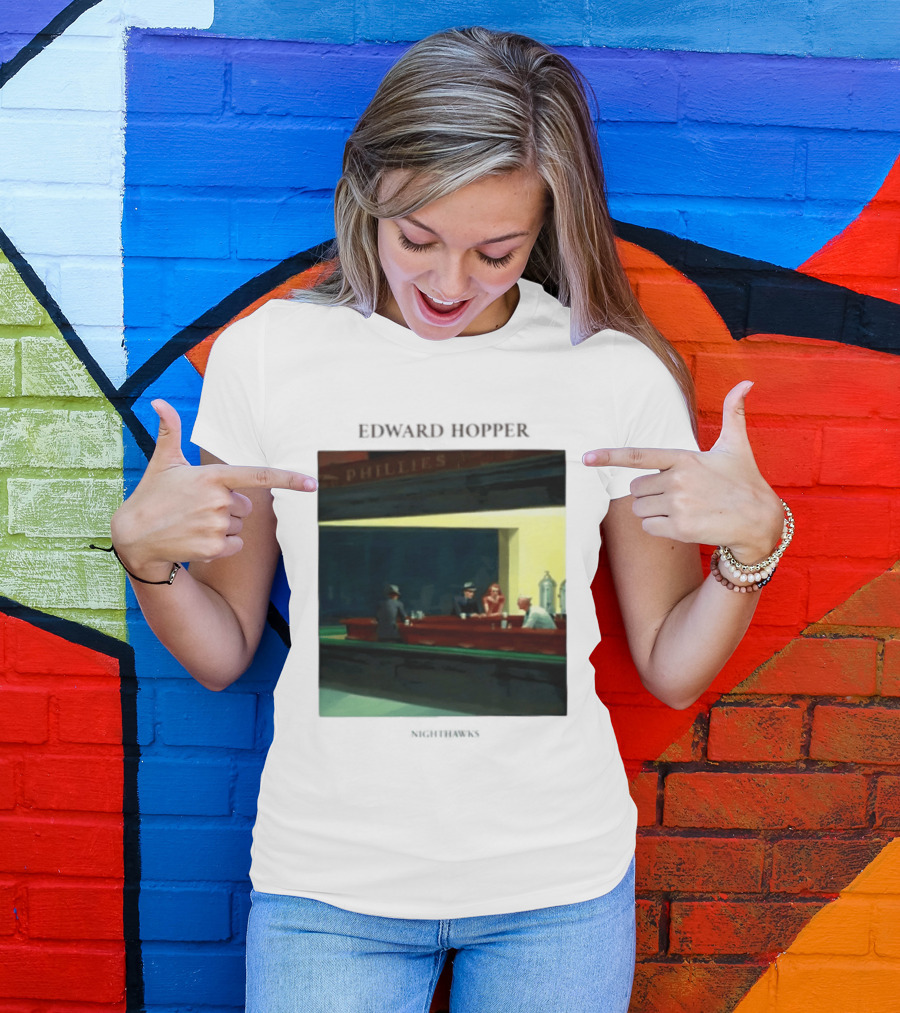 Edward Hopper Nighthawks Phillies Painting T-Shirt