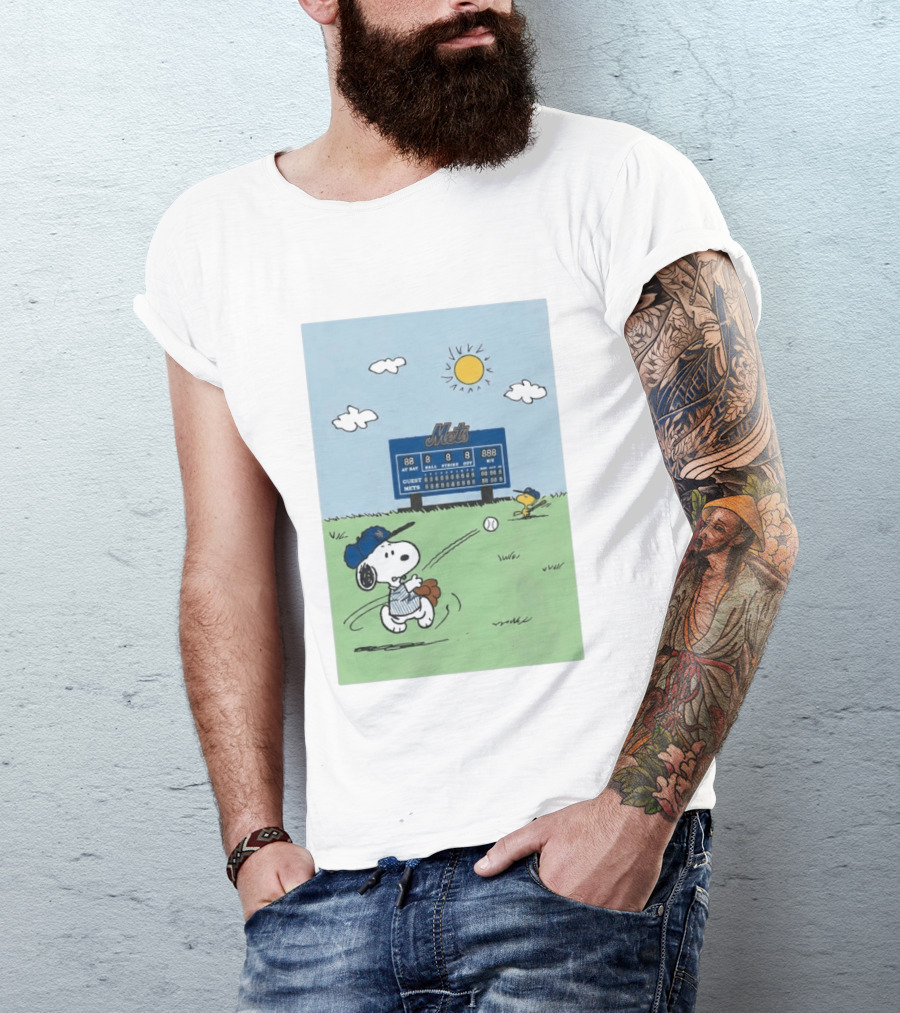 NY Mets Peanuts Snoopy Baseball Game Day T-Shirt