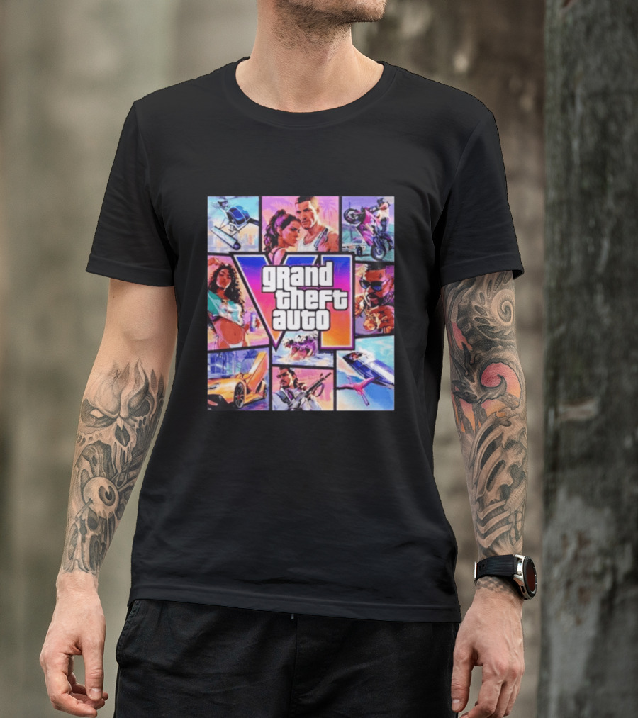Grand Theft Auto VI Vice City Stories Helicopter Motorbike Rockstar Games T-Shirt