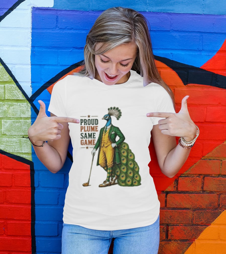 Proud Plume Same Game Peacock Golf Club Cartoon T-Shirt