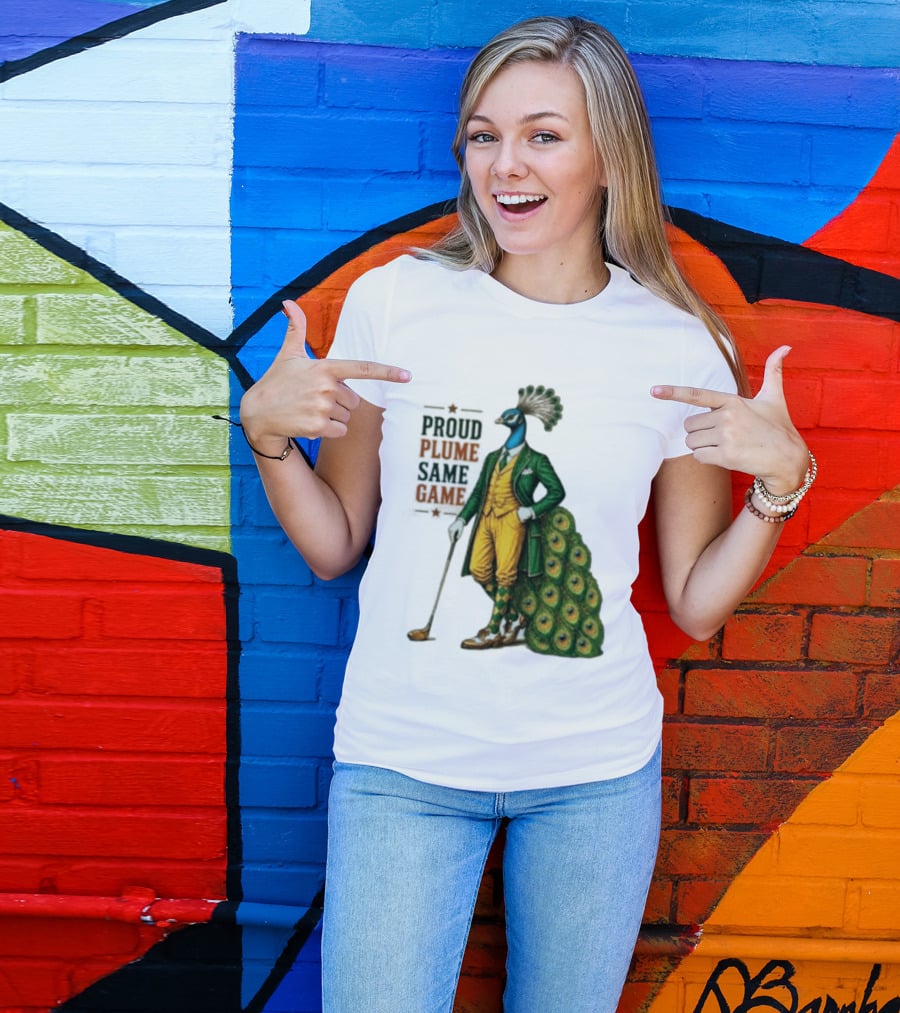 Proud Plume Same Game Peacock Golf Club Cartoon T-Shirt