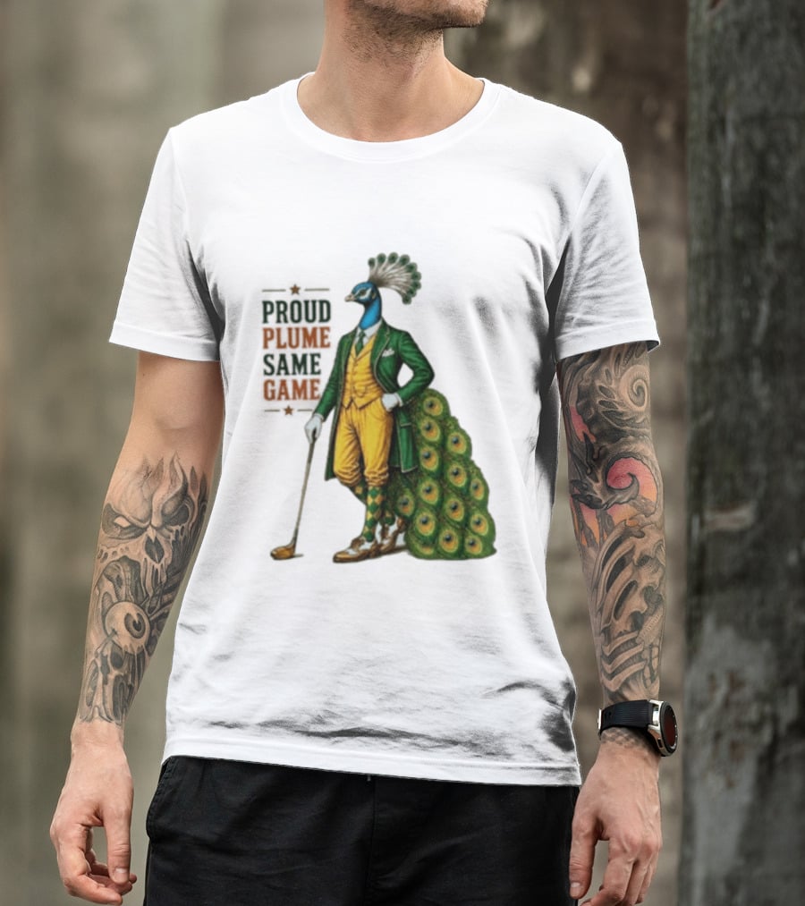 Proud Plume Same Game Peacock Golf Club Cartoon T-Shirt