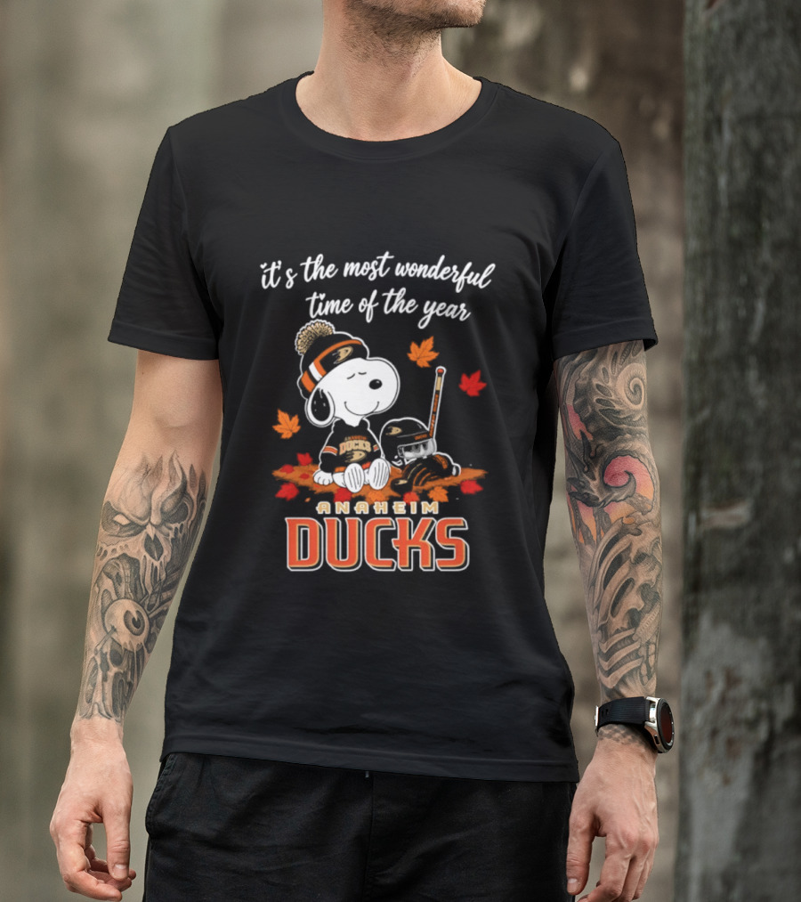 Anaheim Ducks Snoopy Halloween It's The Most Wonderful Time Of The Year 2026 T-Shirt