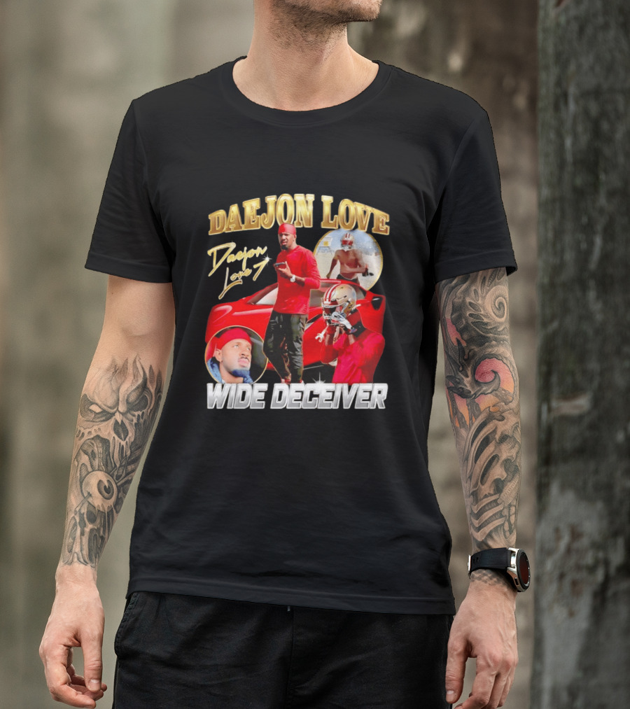Daejon Love Wide Deceiver Football Tribute Red Car T-Shirt