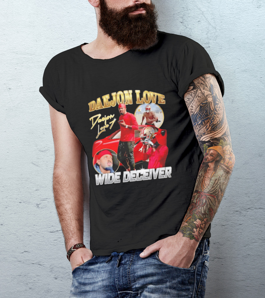 Daejon Love Wide Deceiver Football Tribute Red Car T-Shirt