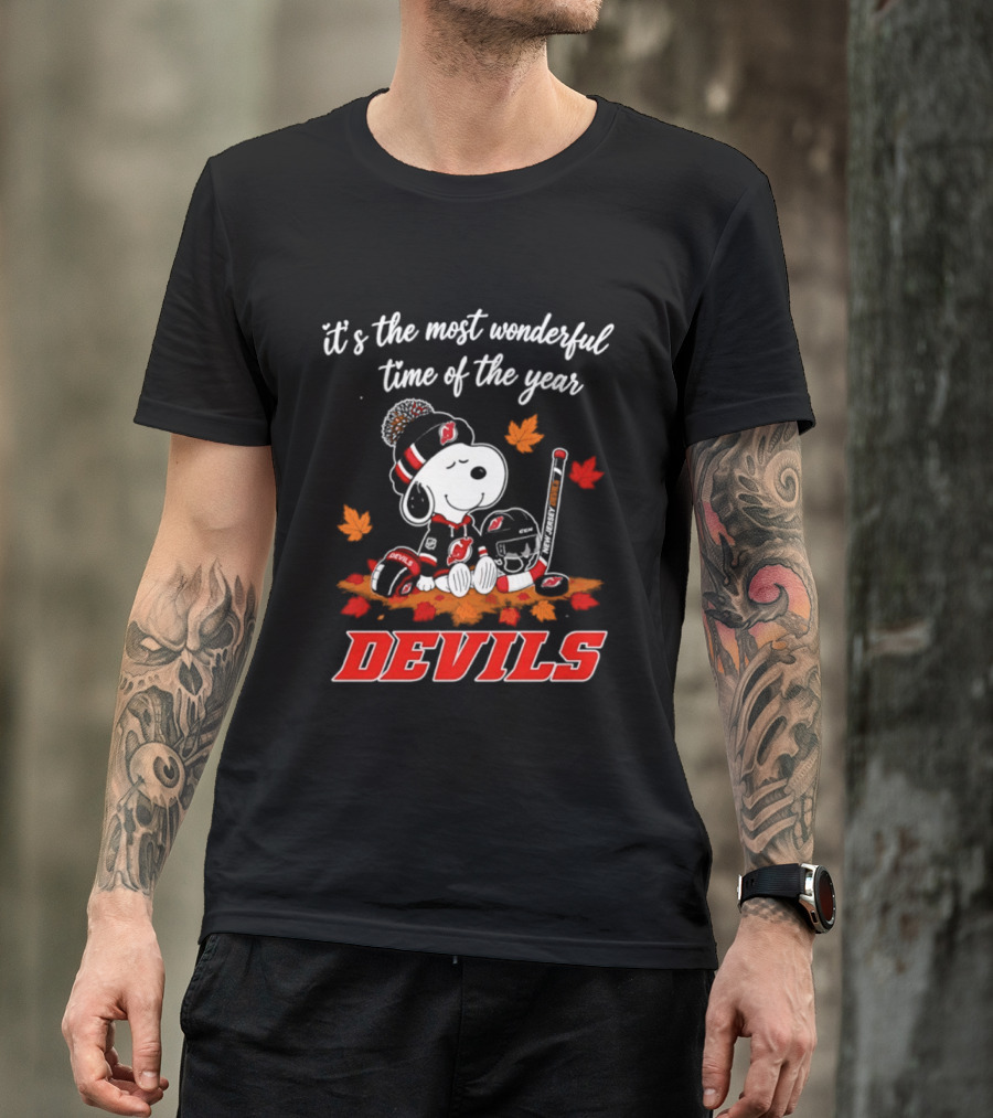 New Jersey Devils Snoopy Halloween 2026 It's The Most Wonderful Time Of The Year Hockey T-Shirt