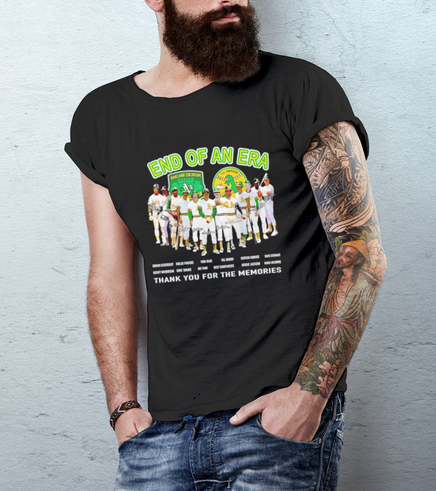 Oakland Athletics End Of An Era Oakland Coliseum A's Logo Thank You For The Memories T-Shirt