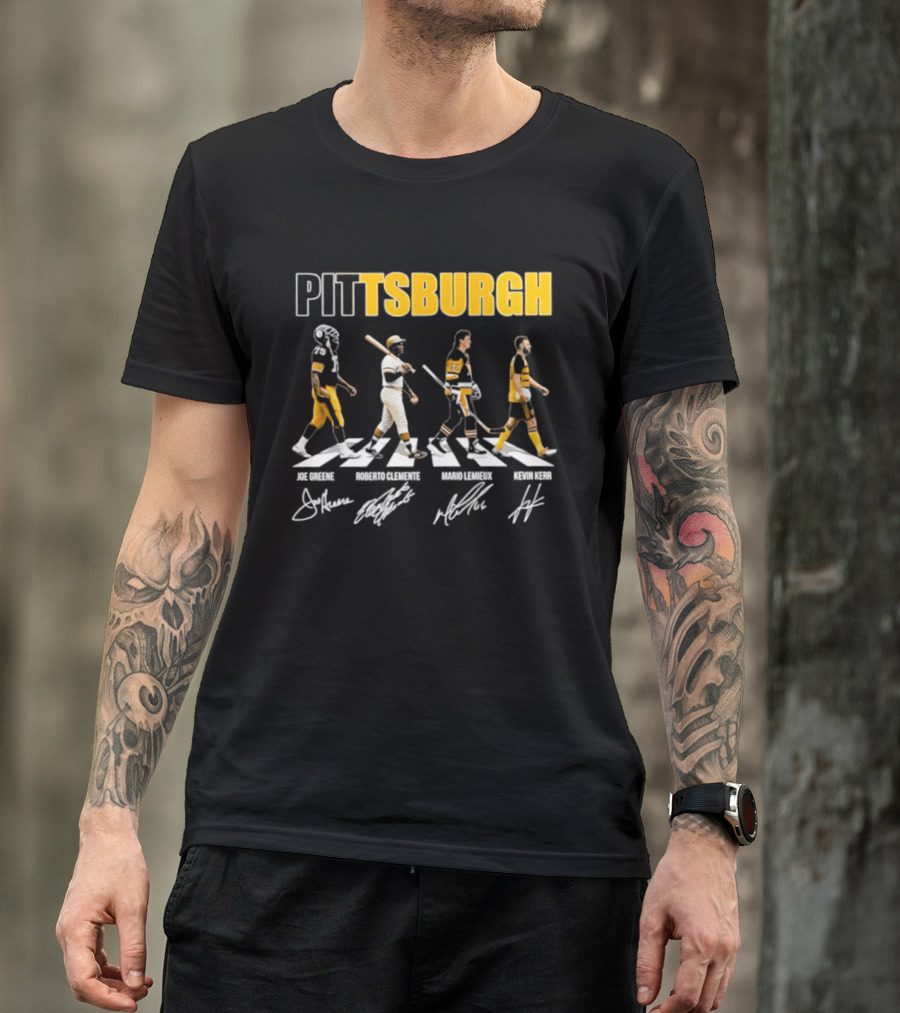 Pittsburgh Steelers Pirates Penguins Crossing Signatures T-Shirt