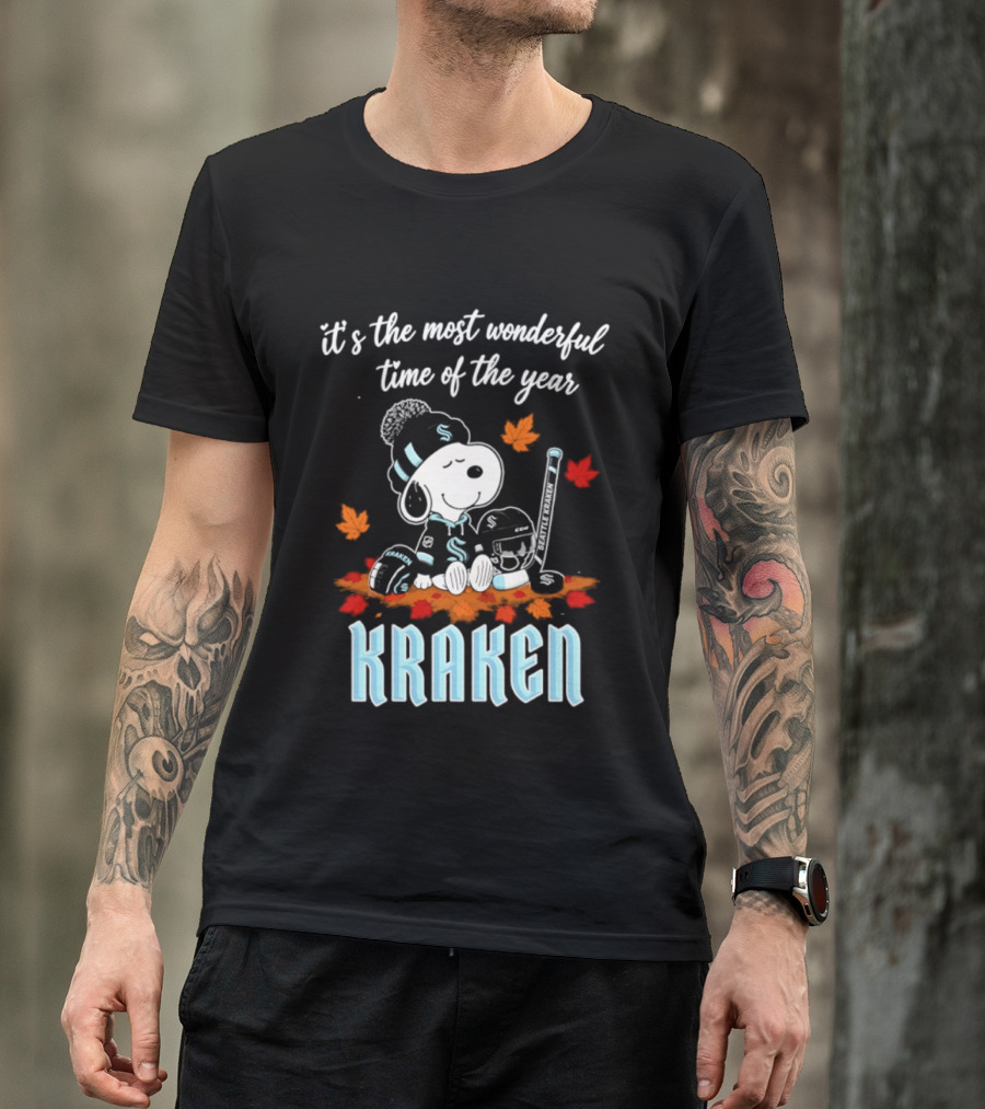 Seattle Kraken Snoopy Hockey Halloween 2026 It's The Most Wonderful Time Of The Year T-Shirt