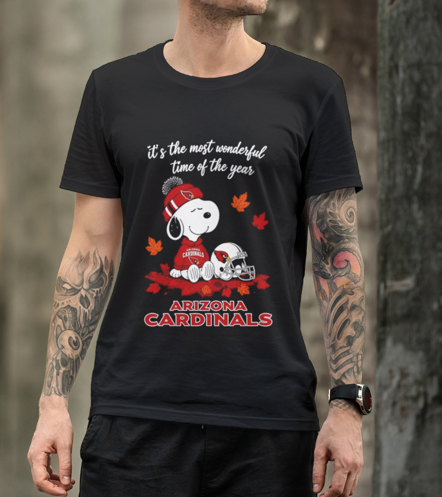 Arizona Cardinals Snoopy Fall Halloween It's The Most Wonderful Time Of The Year 2026 T-Shirt