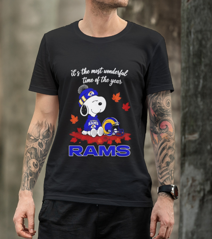 Los Angeles Rams Snoopy Fall Halloween It's The Most Wonderful Time Of The Year 2026 T-Shirt