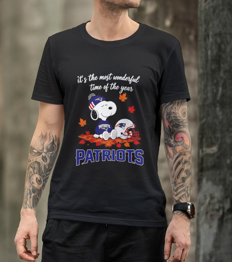 New England Patriots Snoopy Fall Halloween 2026 Most Wonderful Time Of The Year T-Shirt
