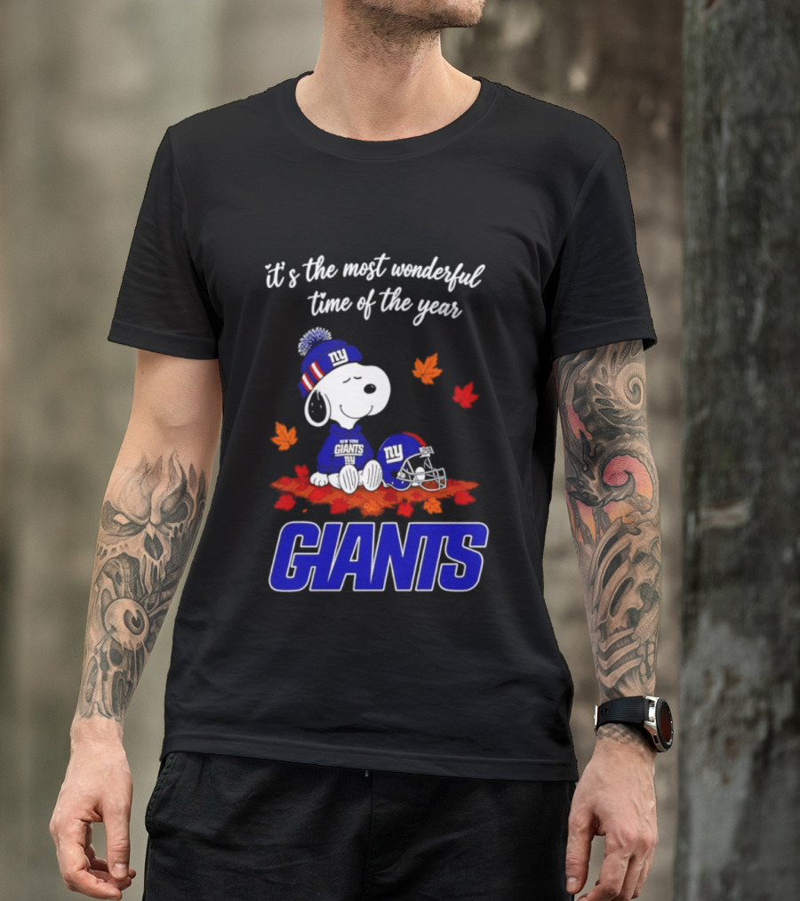 New York Giants Snoopy Fall Halloween 2026 Most Wonderful Time Of The Year T-Shirt
