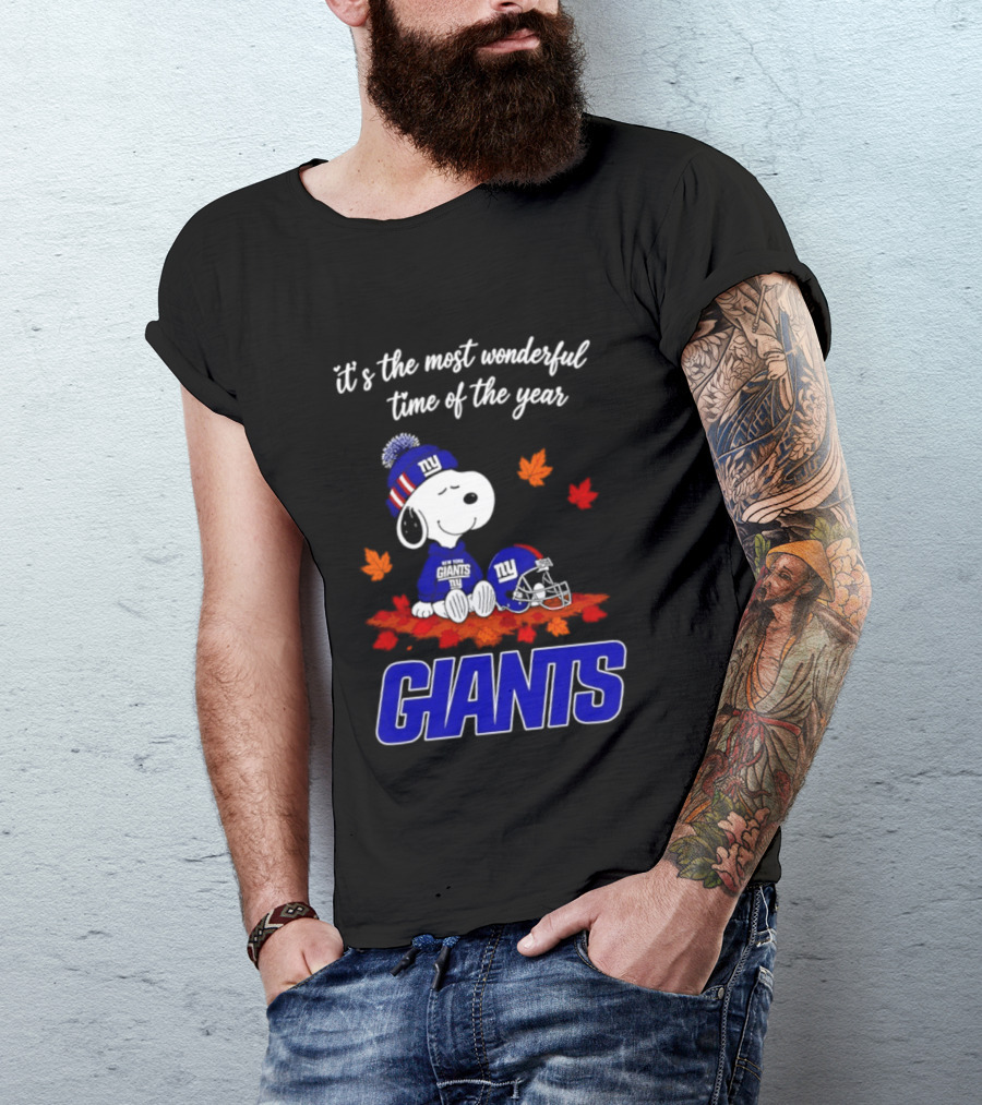 New York Giants Snoopy Fall Halloween 2026 Most Wonderful Time Of The Year T-Shirt