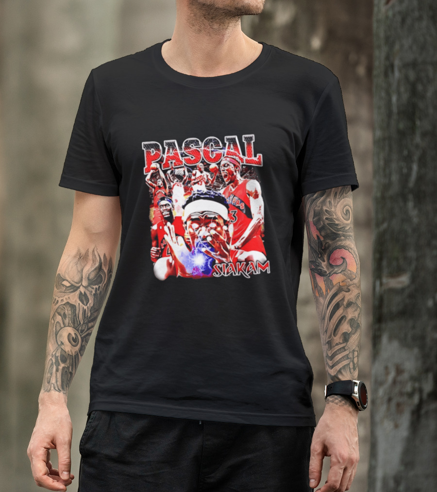 Pascal Siakam Toronto Raptors Thunder Eyes Basketball Player Action Collage T-Shirt