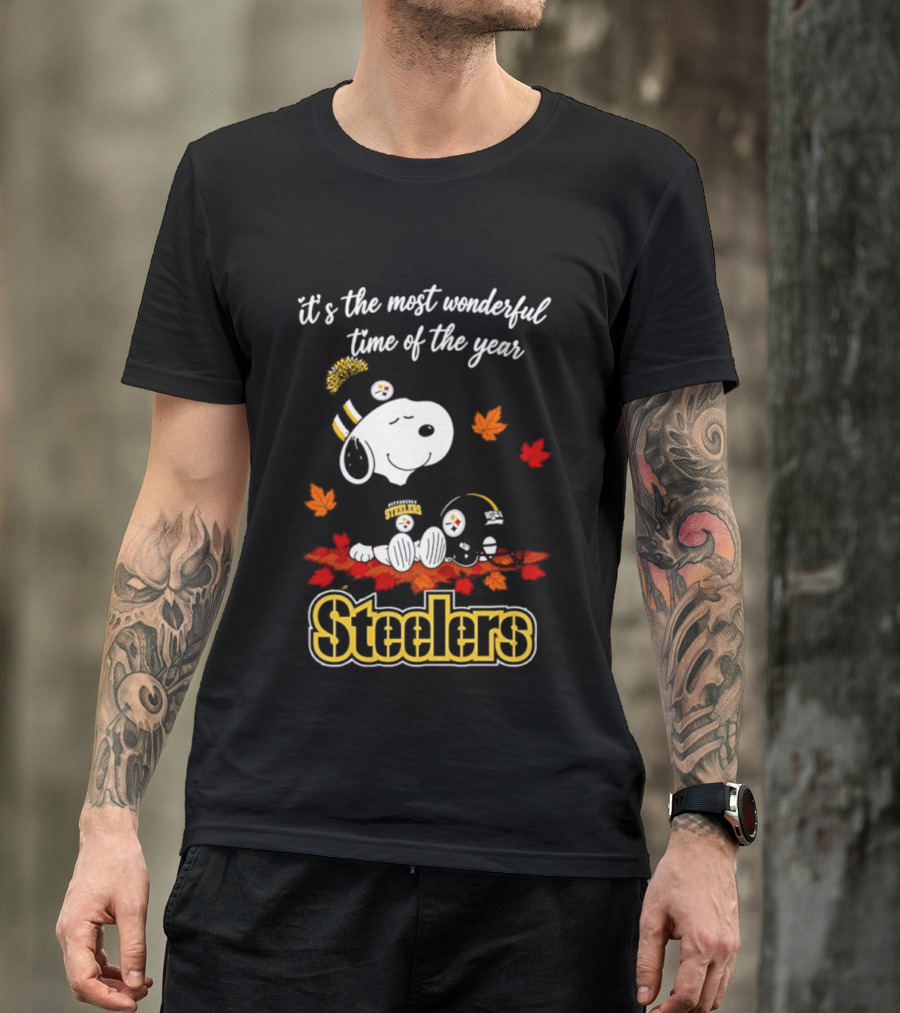 Pittsburgh Steelers Snoopy Fall Halloween 2026 It's The Most Wonderful Time Of The Year T-Shirt