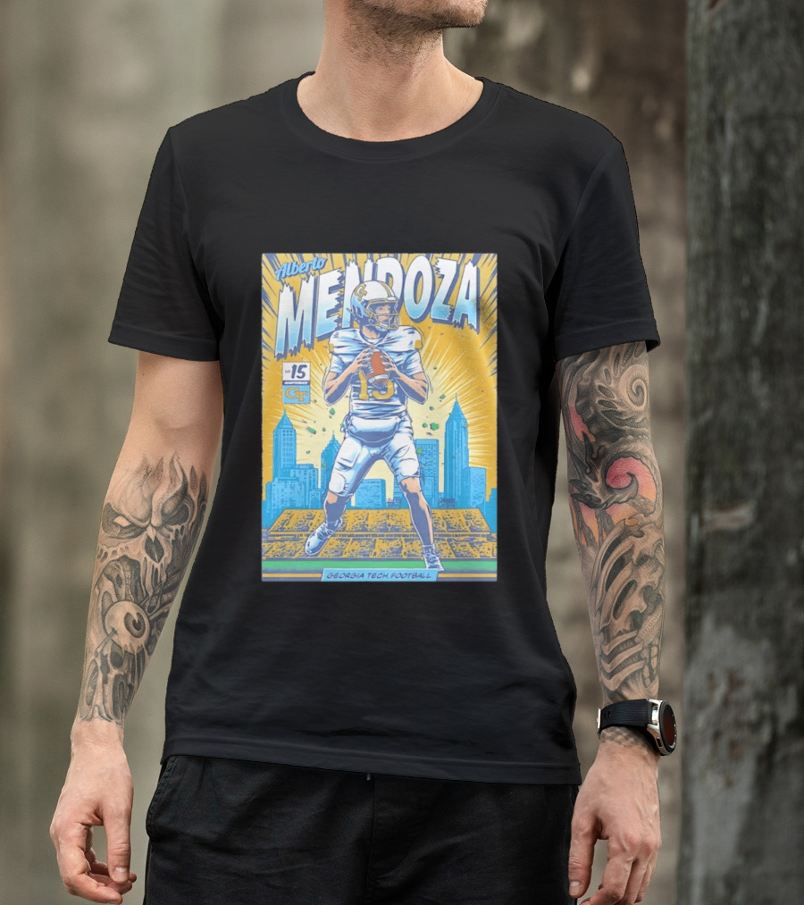 Alberto Mendoza Georgia Tech Football No 15 Yellow Jackets T-Shirt