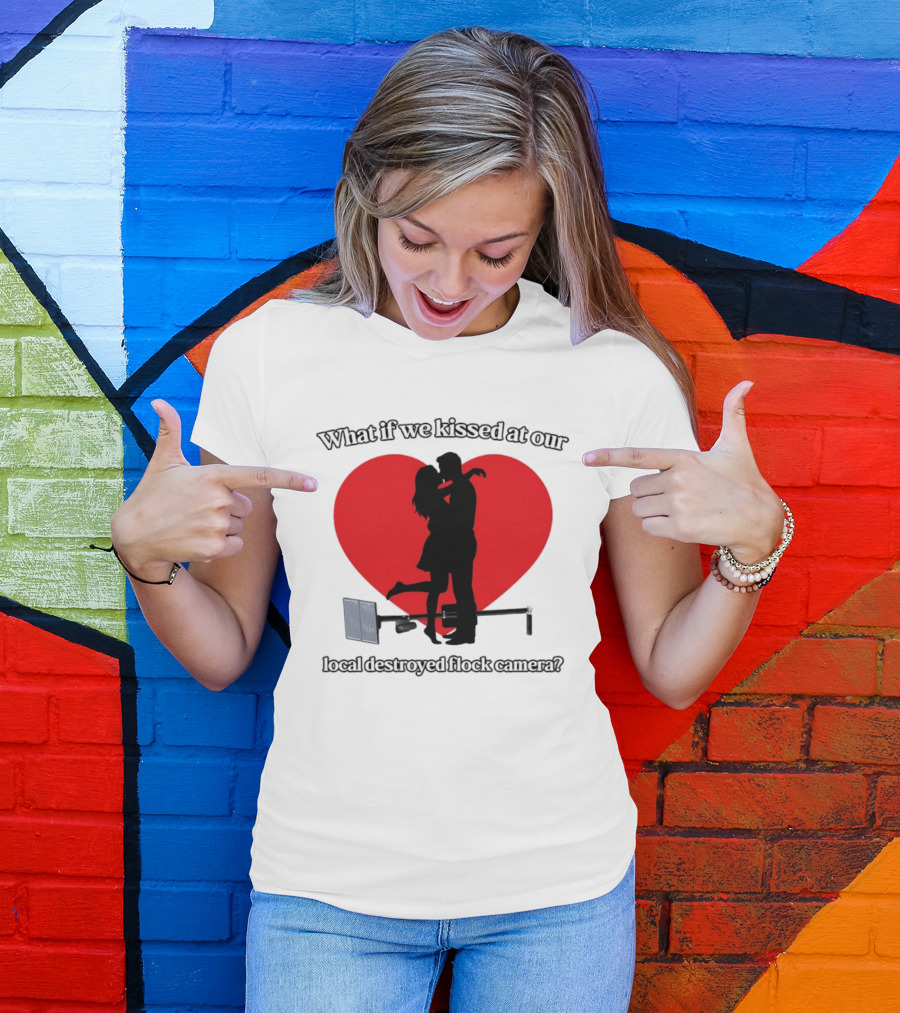 What If We Kissed At Our Local Destroyed Flock Camera Romantic Heart T-Shirt