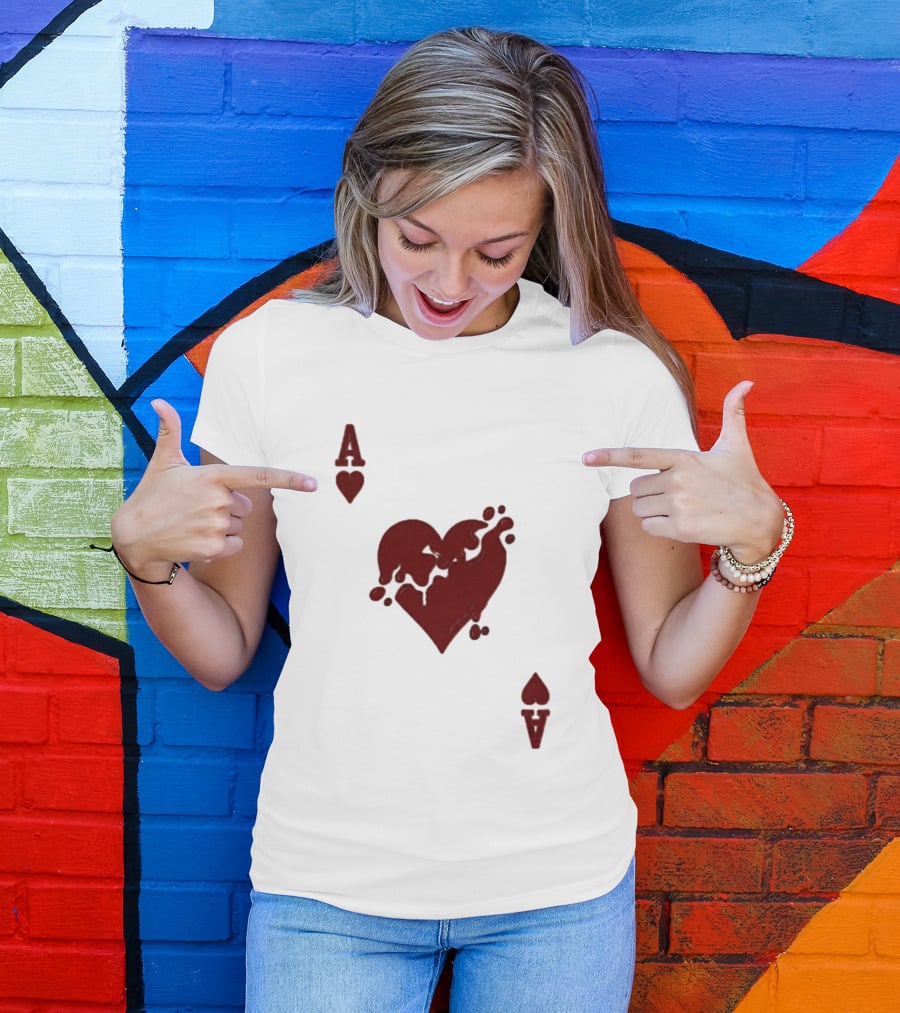 Ace Of Hearts Melting Card Visual T-Shirt