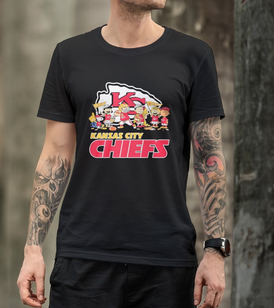Kansas City Chiefs Peanuts Characters Go Team Let's Go T-Shirt