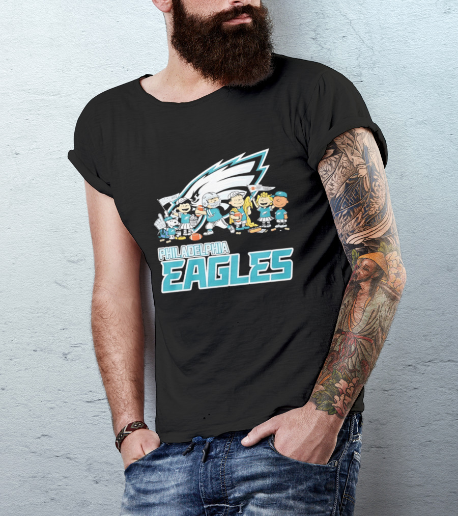 Peanuts Philadelphia Eagles Characters NFL Collaboration T-Shirt