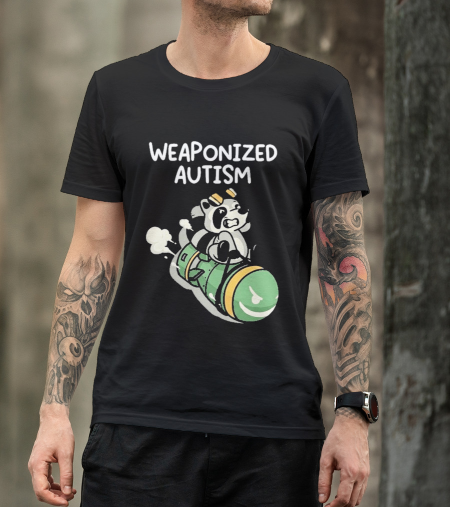 Weaponized Autism Raccoon Riding Missile T-Shirt