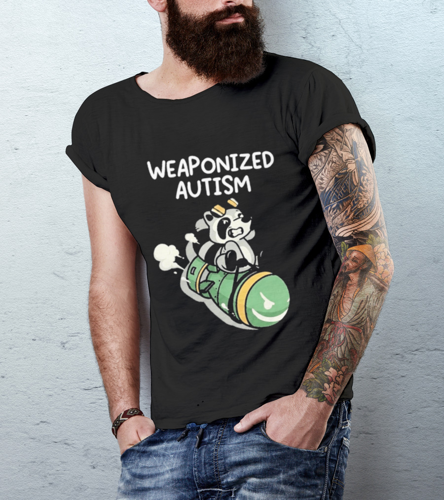 Weaponized Autism Raccoon Riding Missile T-Shirt