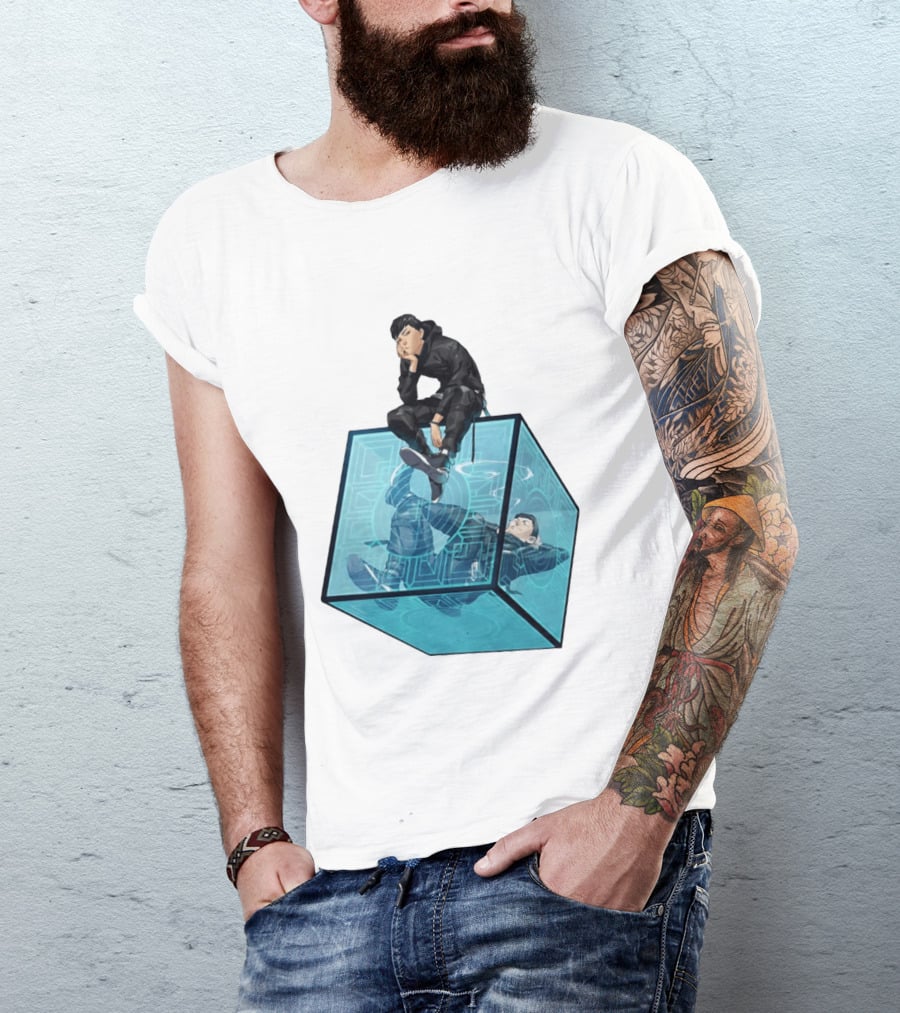 Ghostwire Tokyo Character Sitting On Cyber Cube T-Shirt