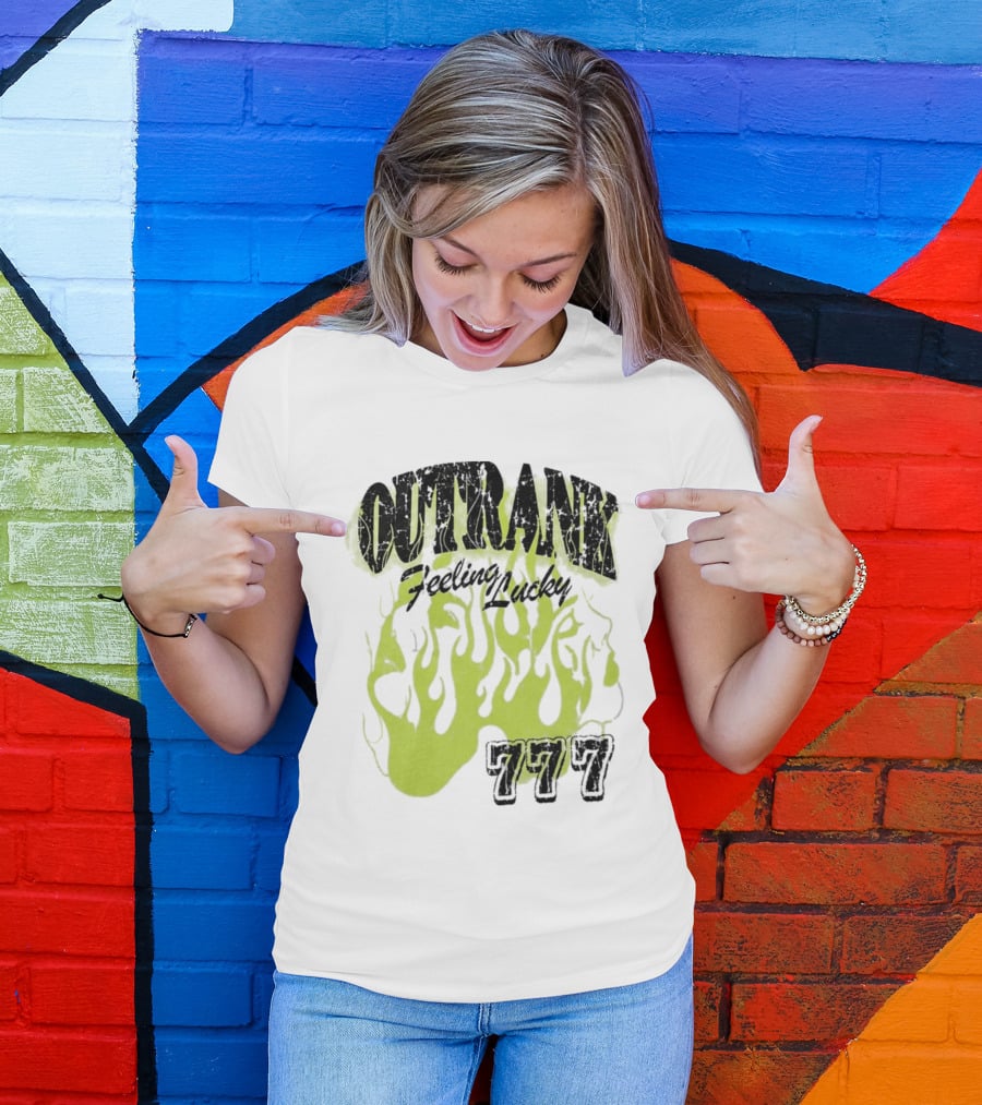 Outrank Feeling Lucky 777 Green Flames T-Shirt