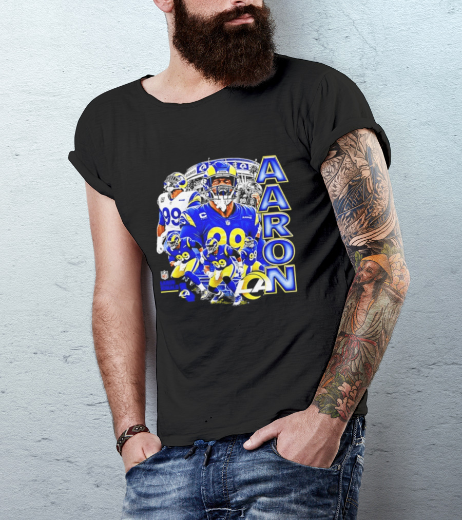 Aaron Donald Los Angeles Rams 99 Blue Collage 90s Bootleg T-Shirt