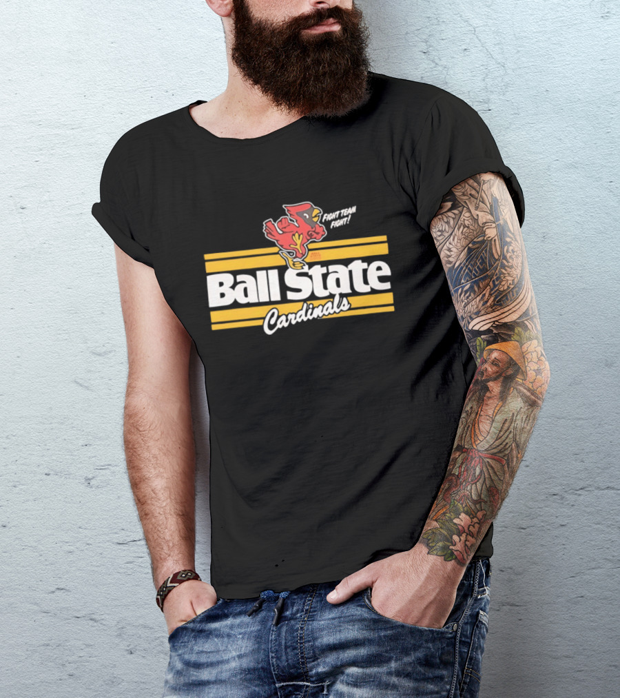 Ball State Cardinals Fight Team Fight Retro Logo Vintage Look T-Shirt